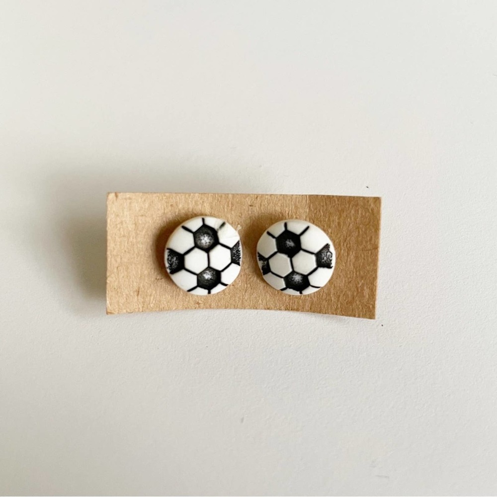 Soccer Ball Themed .5” Stud Earrings